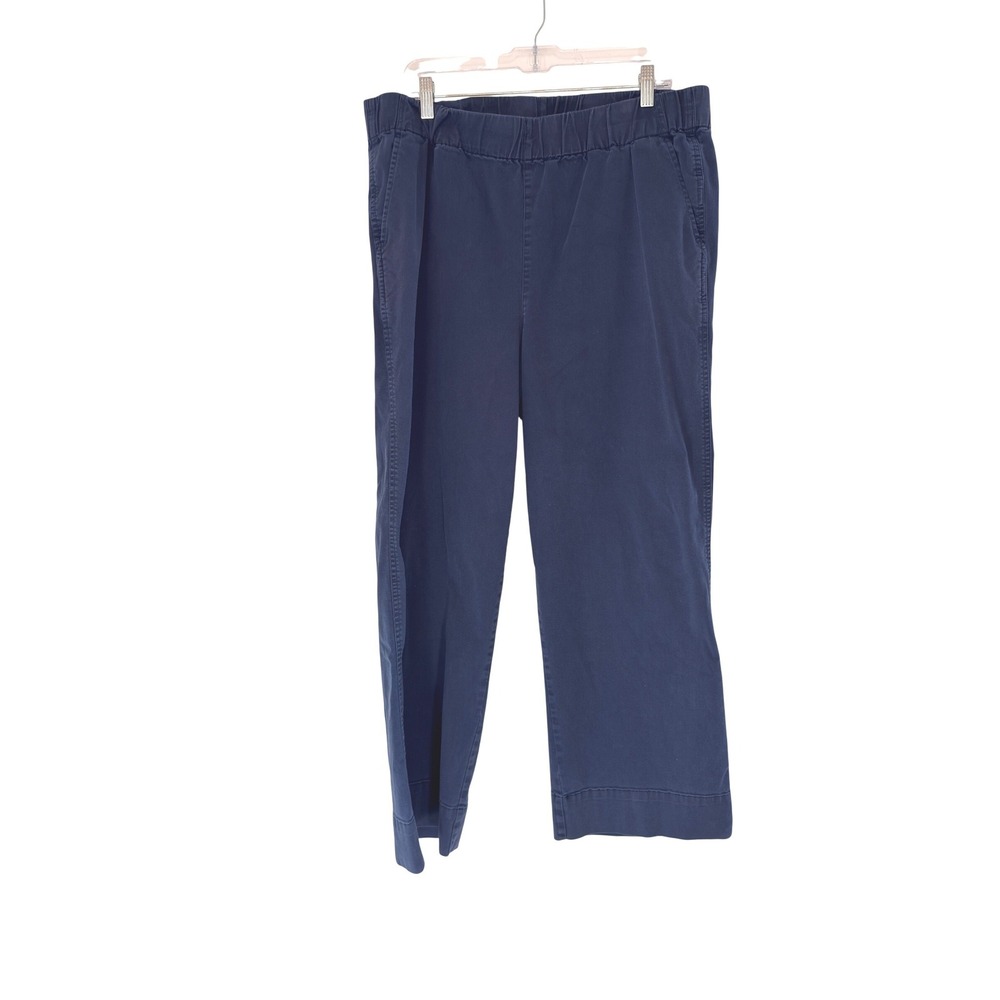 J.Crew Pants Women's Navy Blue Pull On Stretch Casual Basic Wide Leg XLT